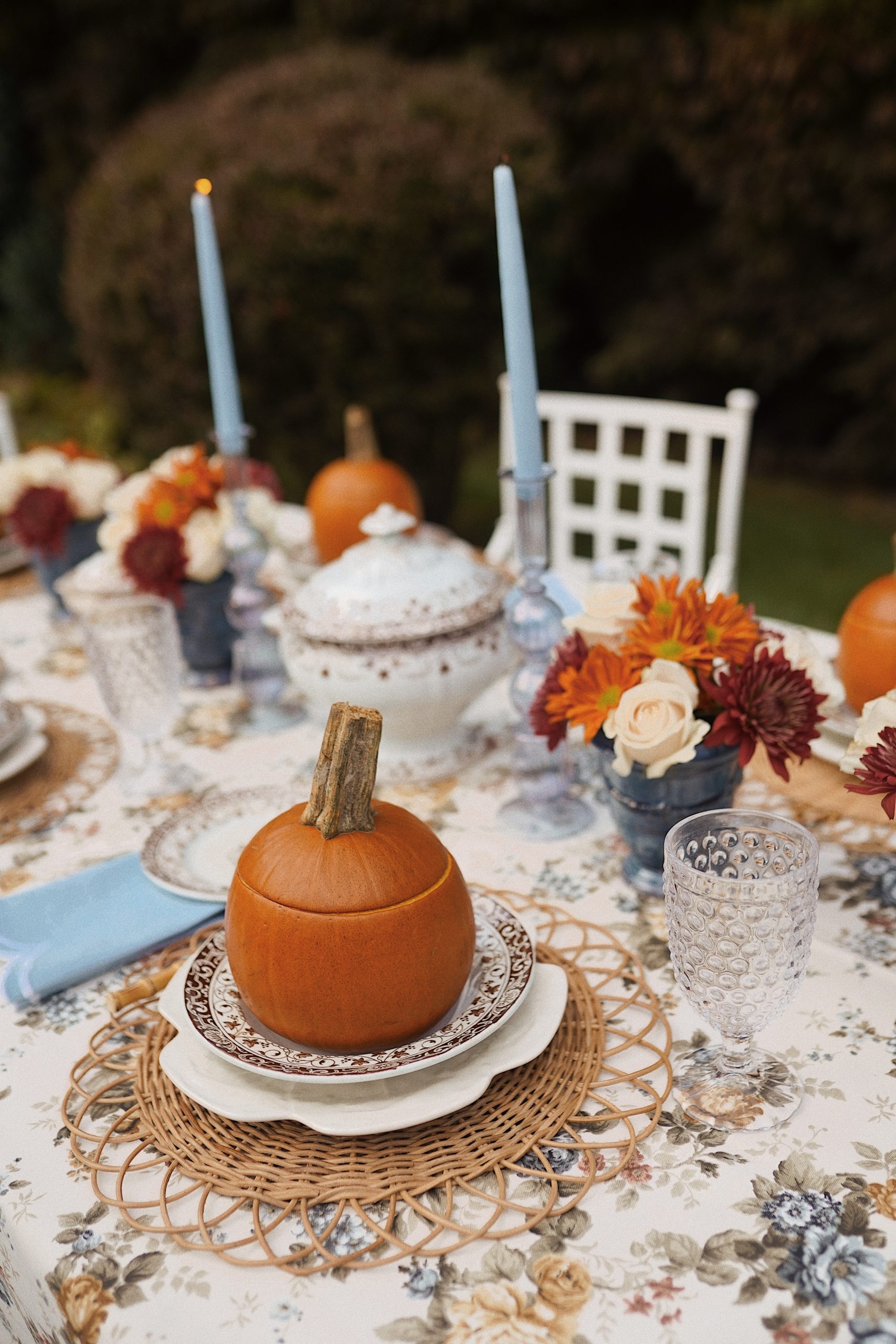 Autumn Brunch Table In The Backyard With Pumpkin And Yellow Deco -  Patioworld