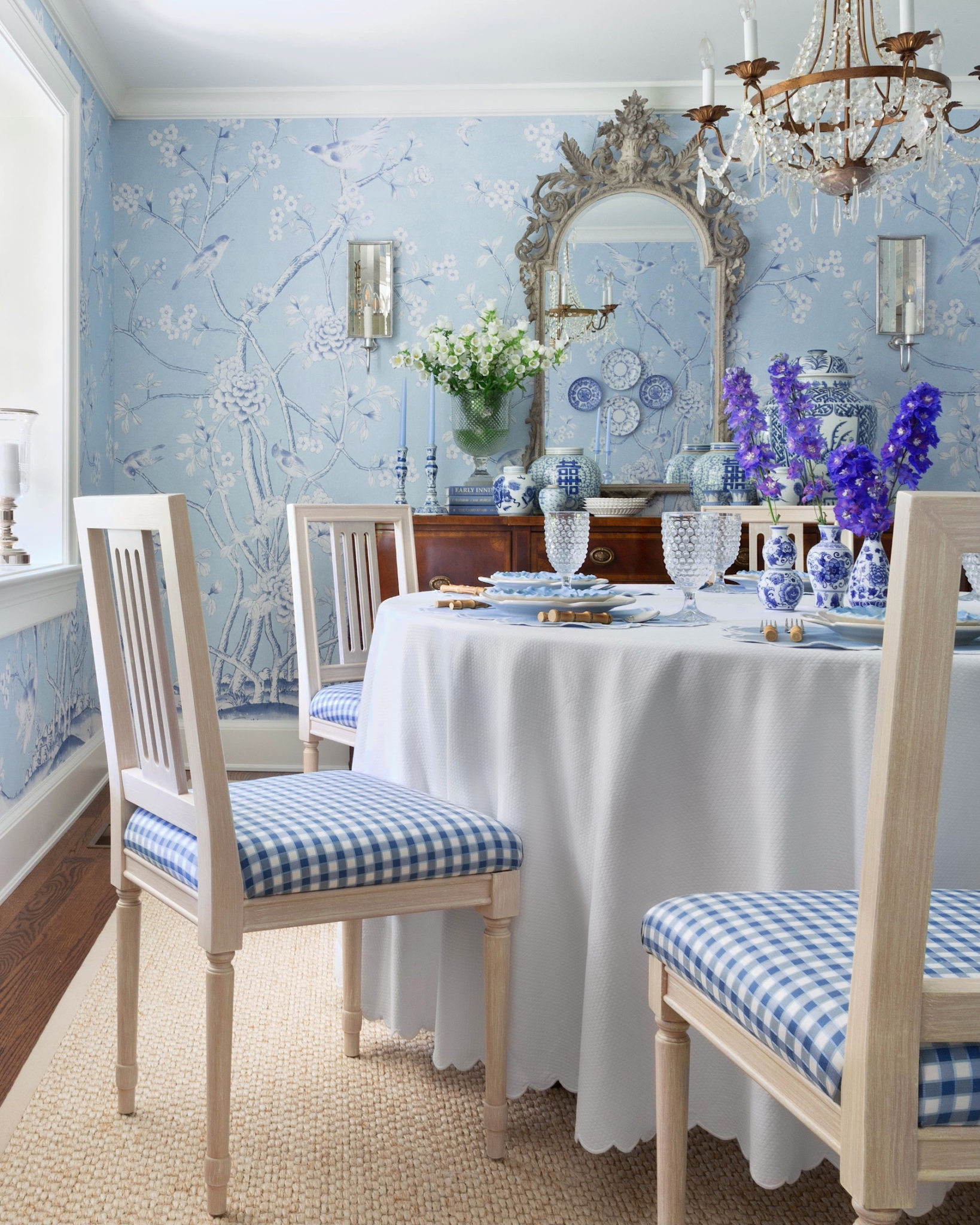 Our Schumacher Blue & White Dining Room - Samantha Varvel