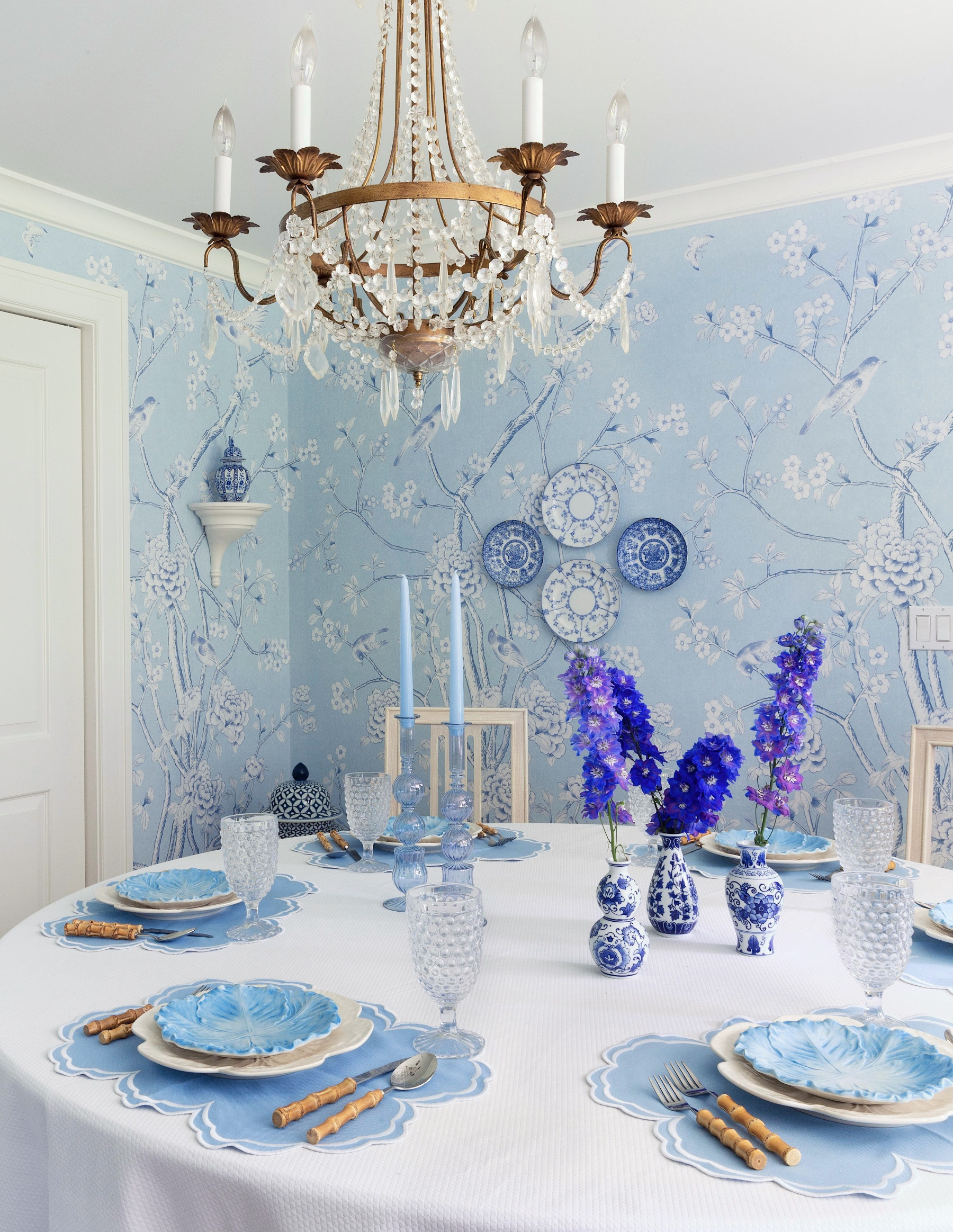 Our Schumacher Blue & White Dining Room - Samantha Varvel